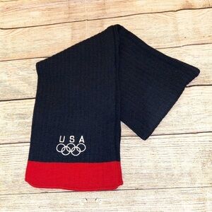 USA Olympics Logo Knit Scarf Blue with Red Trim and White Logo